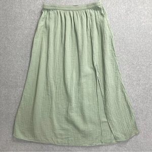 J Crew Sage Green Cotton Gauze Midi Skirt with Slit
